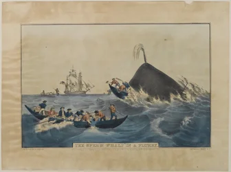 Le cachalot en furie, publié par N. Currier, 1852